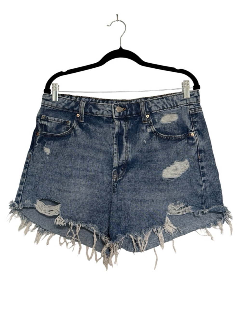 Wild Fable High Rise Distressed Denim Shorts Frayed Hem Blue Size 14